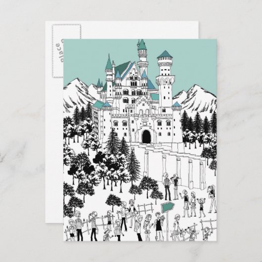 Sneeuw Behandeld Kasteel Briefkaart (Voorkant / Achterkant)