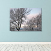 Sneeuw Behandelde Takken Canvas Afdruk (Insitu (Houten vloer))