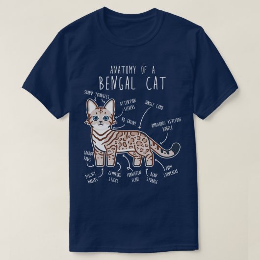 Sneeuw Bengalen Kat Seal Lynx Anatomie T-shirt (Design voorkant)