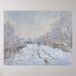 Sneeuw bij Argenteuil (door Claude Monet) Poster