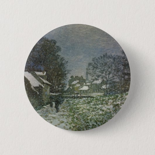 Sneeuw bij Argenteuil door Claude Monet Ronde Button 5,7 Cm (Voorkant)