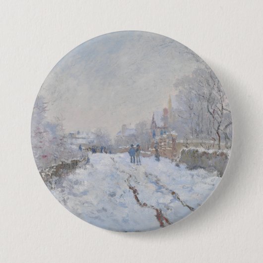 Sneeuw bij Argenteuil (door Claude Monet) Ronde Button 7,6 Cm (Voorkant)