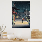 Sneeuw bij de Nezu-schrijn door Tsuchiya Koitsu Poster (Keuken)