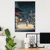 Sneeuw bij de Nezu-schrijn door Tsuchiya Koitsu Poster (Thuiskantoor)