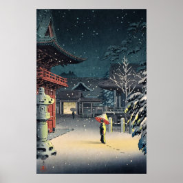 Sneeuw bij de Nezu-schrijn door Tsuchiya Koitsu Poster