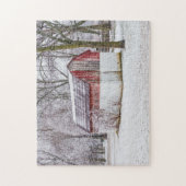 sneeuw bij de rode Barn-puzzel Legpuzzel (Verticaal)