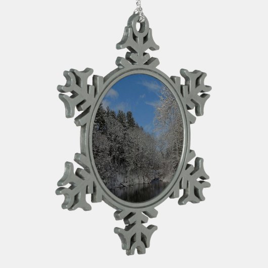 Sneeuw bij de Vanderbilt Grounds Tin Sneeuwvlok Ornament (Links)