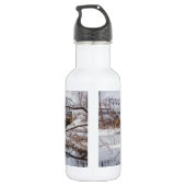 Sneeuw bij Finley Dam Stainless Steel Water Bottle Waterfles (Achterkant)