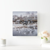 Sneeuw bij Finley Dam wandklok (Huis)