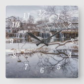 Sneeuw bij Finley Dam wandklok (Voorkant)