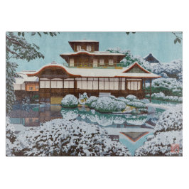 Sneeuw bij Hiunkaku Temple japanese winteromgeving Snijplank