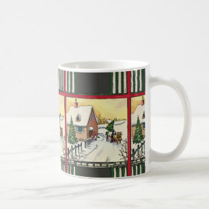 Sneeuw bij Kerstmis, stijl, voeg tekst toe Koffiemok