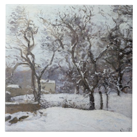 Sneeuw bij Louveciennes (1870) van Camille Pissarr Tegeltje (Voorkant)