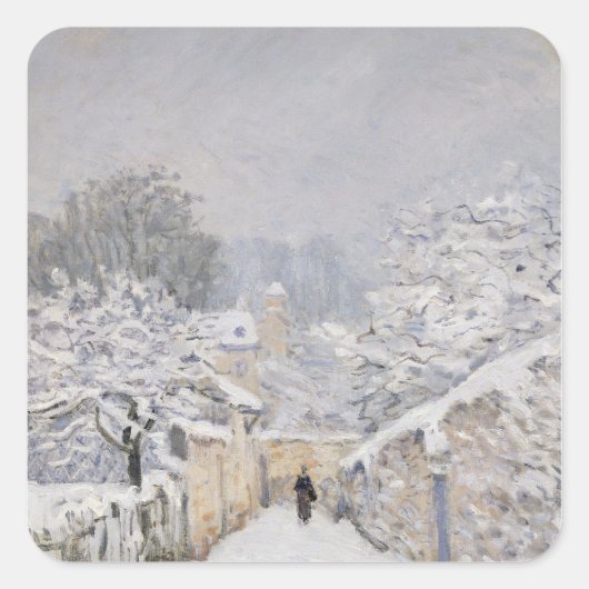 sneeuw bij Louveciennes, 1878 Vierkante Sticker (Voorkant)