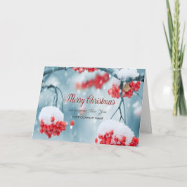 Sneeuw, boomtakken, Holly Berries Company Greeting Feestdagen Kaart