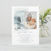 Sneeuw Bos Foto Doe mee QR Avondfeest Bruiloft Kaart (Staand voorkant)