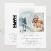 Sneeuw Bos Foto Doe mee QR-code Winter Huwelijk Kaart (Voorkant / Achterkant)