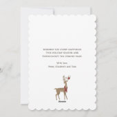 Sneeuw bos rendier blauwe gelukkig nieuwjaar kaart (Achterkant)