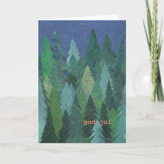 Sneeuw BosKerstkaart: Zweeds Feestdagen Kaart (Voorkant)