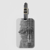 Sneeuw boven het winterwonderland, zwart en wit bagagelabel (Voorkant (verticaal))