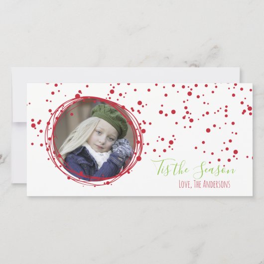 Sneeuw Bubbles Kerstkrans Fotokaart Feestdagenkaart (Voorkant)