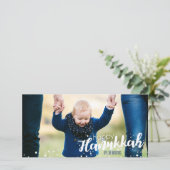 Sneeuw Bubbles Prettig Chanoeka Fotokaart Feestdagenkaart (Staand voorkant)