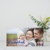 Sneeuw Bubbles Prettig Hanukkah Foto Kaart (Staand voorkant)