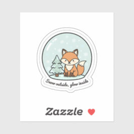 Sneeuw Buiten Gloei Binnen Vos Sticker | Winter Sn