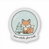 Sneeuw Buiten Gloei Binnen Vos Sticker | Winter Sn (Voorkant)