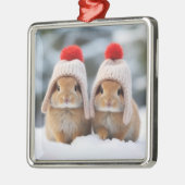 Sneeuw Bunnies Kerstmis Ornament (Links)
