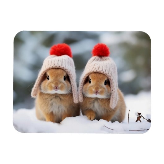 Sneeuw Bunnies Magnet Magneet (Horizontaal)