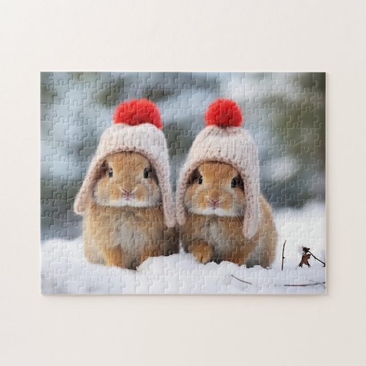 Sneeuw Bunnies Puzzel Legpuzzel (Horizontaal)