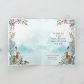 Sneeuw Bunny Blue Modern Floral Waterverf schilder Feestdagen Kaart (Binnen)