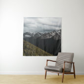 SNEEUW-CAPPED GRAY ROCKY MOUNTAIN ONDER CLOUDY SKY WANDKLEED (In situ)