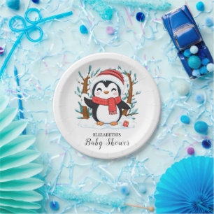 Sneeuw Charming Penguin Baby shower Papieren Bordje