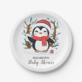 Sneeuw Charming Penguin Baby shower Papieren Bordje (Voorkant)