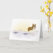 Sneeuw Corgi Kaart (Gele Bloem)