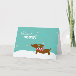 Sneeuw Dachshund Wiener Dog Vakantie Wenskaart Feestdagen Kaart