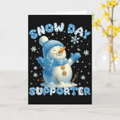 Sneeuw dag supporter Schattige sneeuwman Sneeuwvlo Kaart (Gele Bloem)