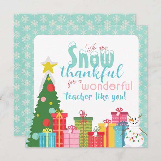 Sneeuw Dankbare Leraren Dank U Kaart (Voorkant / Achterkant)