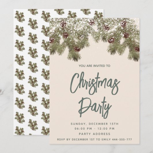 Sneeuw dennen tak vakantie feest bedrijfs- kaart (Voorkant / Achterkant)