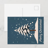 Sneeuw, dennenboom en vrolijk kerstfeest briefkaart (Voorkant / Achterkant)