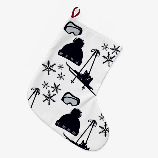 Sneeuw design van verschillende items grote kerstsok (Voorkant (Hangend))