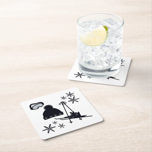 Sneeuw design van verschillende items kartonnen onderzetters (Insitu)