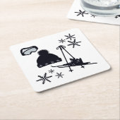 Sneeuw design van verschillende items kartonnen onderzetters (Schuin)