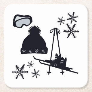 Sneeuw design van verschillende items kartonnen onderzetters