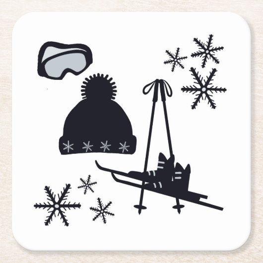 Sneeuw design van verschillende items kartonnen onderzetters (Voorkant)