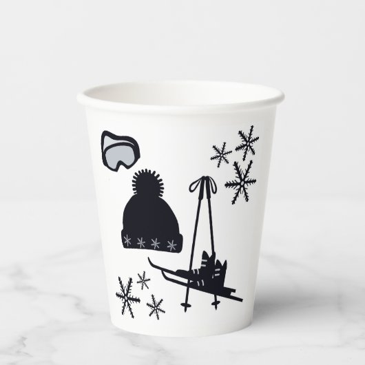 Sneeuw design van verschillende items papieren bekers (Voorkant)