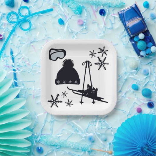 Sneeuw design van verschillende items papieren bordje (Feest)