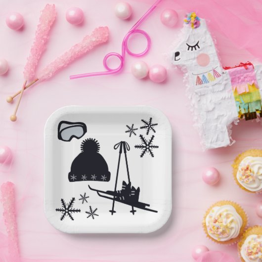 Sneeuw design van verschillende items papieren bordje (Feest)